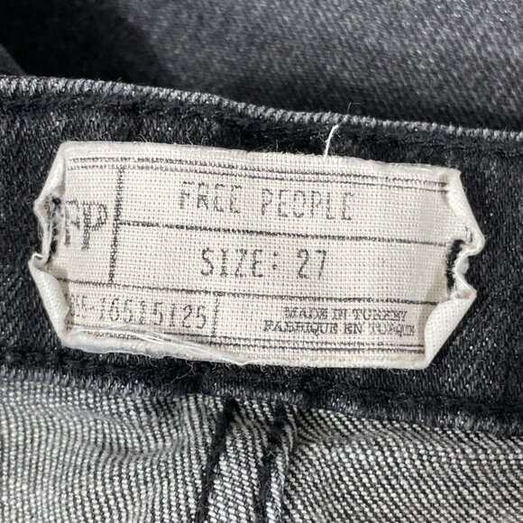 Free People Jeans Womens Size 27 Black Distressed Destroyed Flare Stretch - Picture 10 of 14